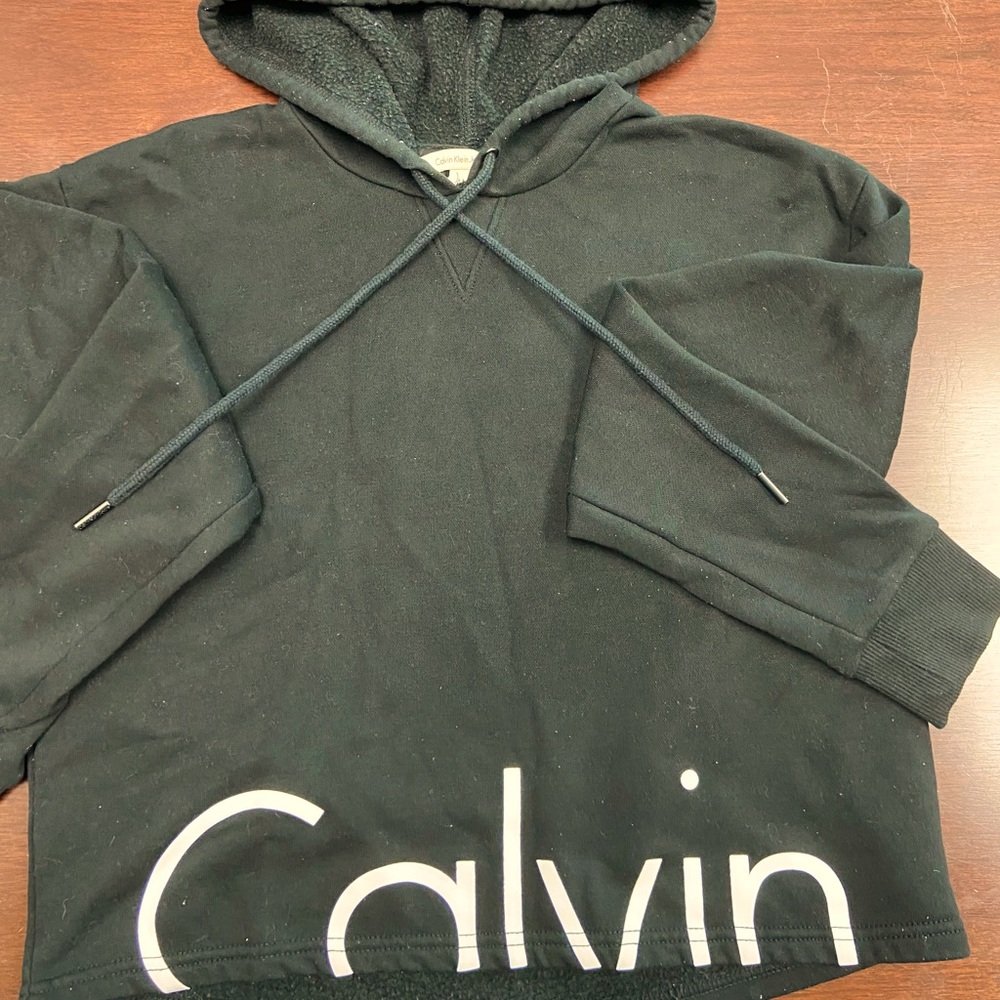 Calvin Klein black cropped hoodie